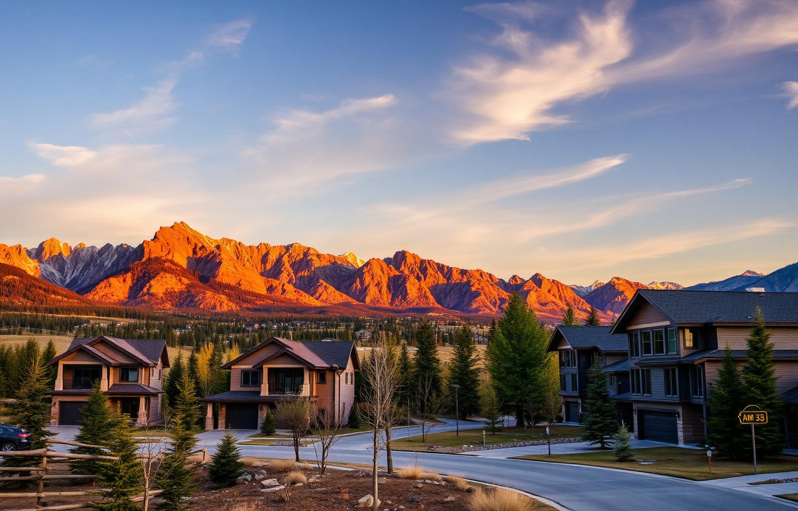 Alberta mountains and modern homes